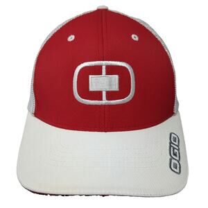 OGIO Baseball Cap Red White XL Mesh Flexfit Embroidered Logo Golf Athletic Hat